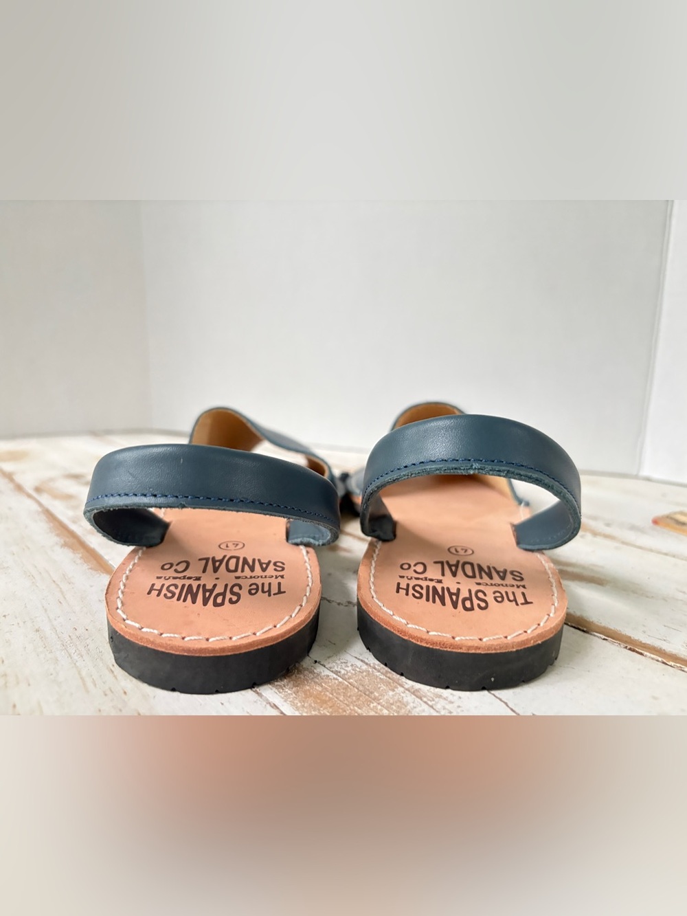 The Spanish Sandal Co. Classic Flat Avarca Sandals Denim Blue Handcrafted 41 Euc View 6
